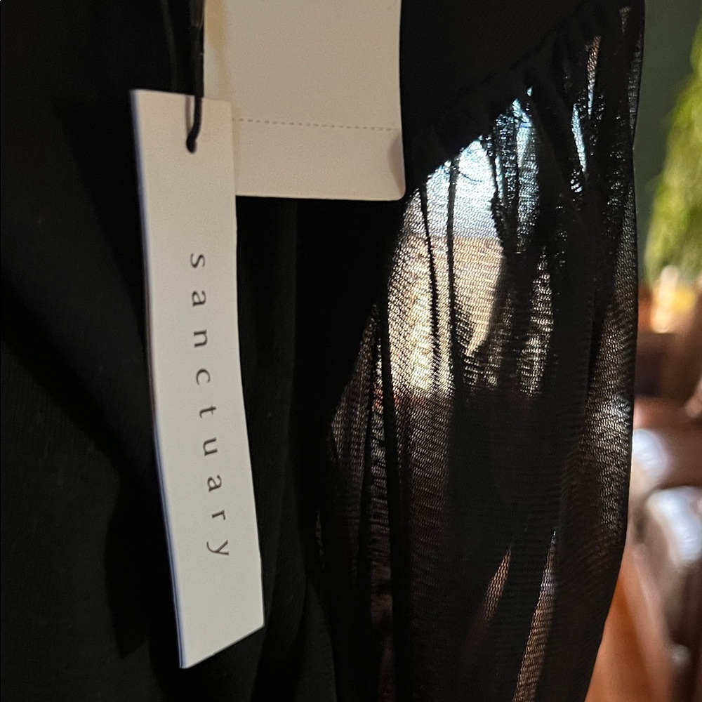 Sanctuary Black Long Sheer Sleeve Top - Picture 7 of 7